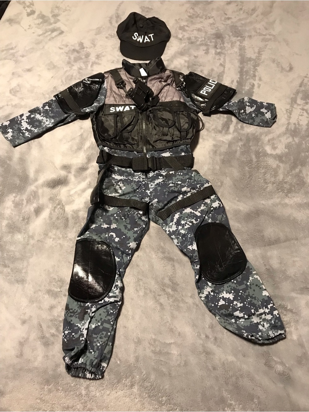 Kids SWAT Tactical Costume - Black & Gray Digital Camo